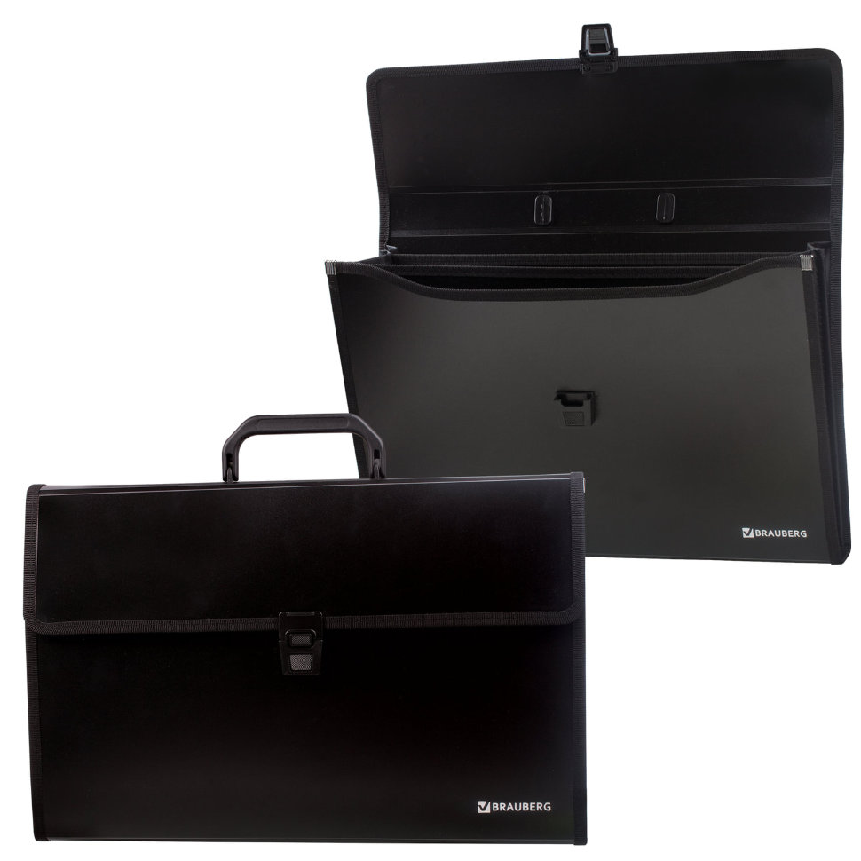 Папка портфель А4 для документов пластиковая Brauberg Президент 3 отделения 226022 , 